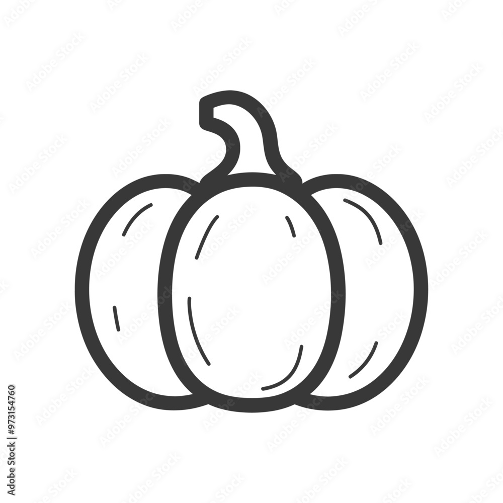 A Simple Line Drawing of a Pumpkin A Simple Line Drawing of a Pumpkin