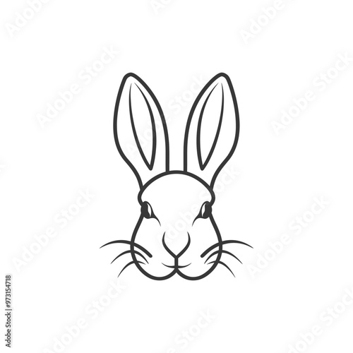 A simple line drawing of a rabbits face