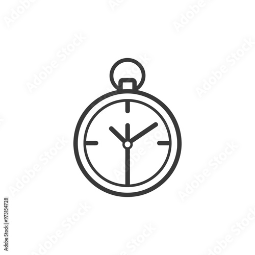 A Simple Line Drawing of a Pocket Watch with a Dial and Hands