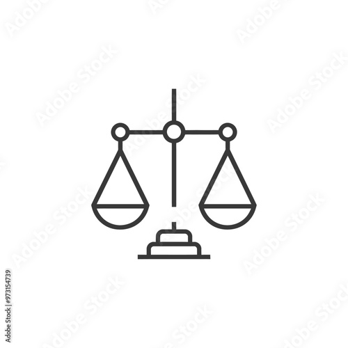 A simple line drawing of a scale with two balanced pans
