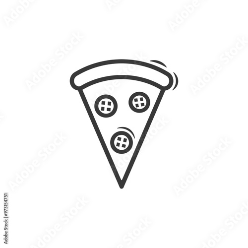 A Simple Line Drawing of a Pizza Slice with Toppings