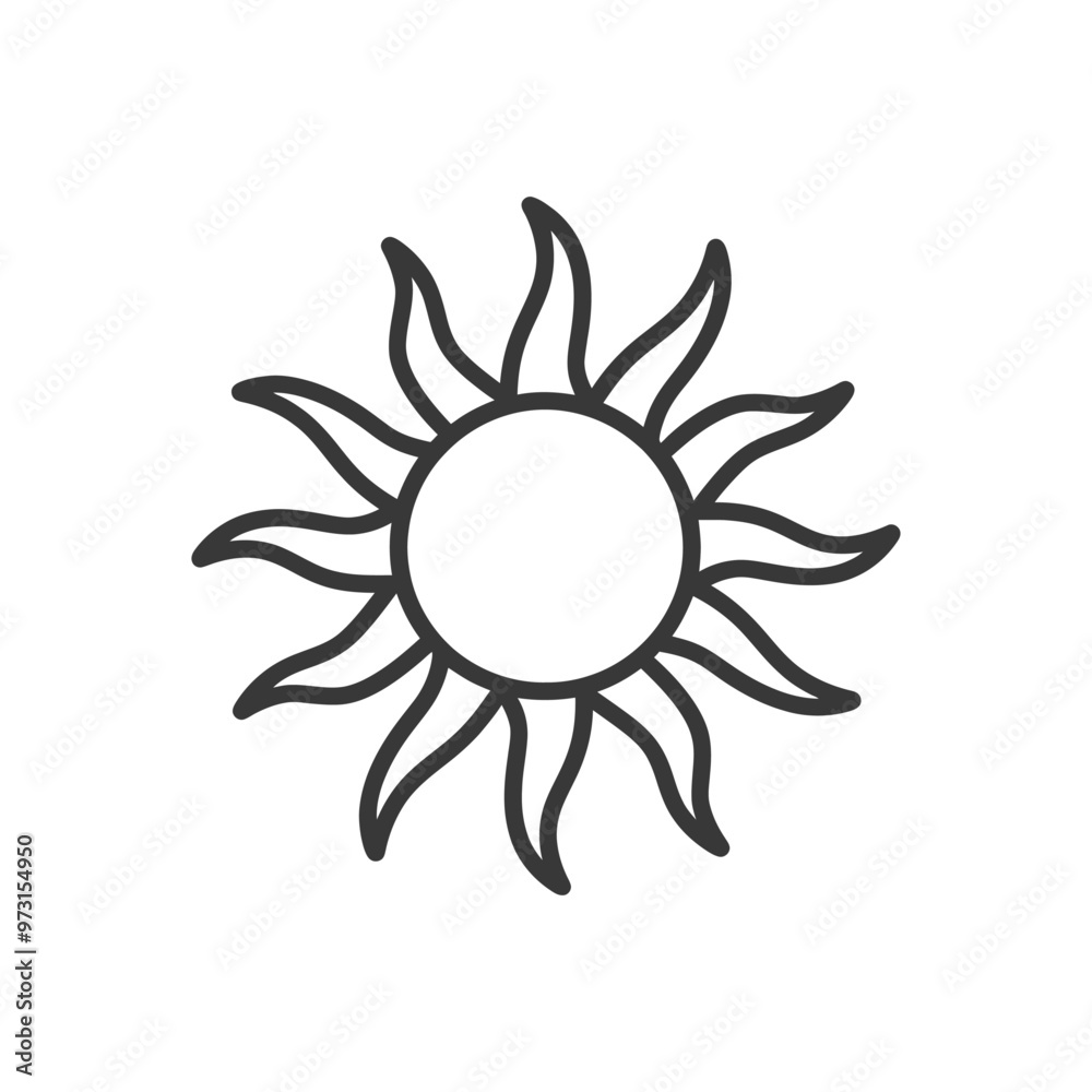 A Simple Line Drawing of a Sun with Rays A Simple Line Drawing of a Sun with Rays