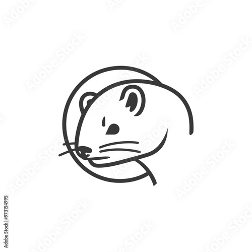 A Simple Line Drawing of a Weasels Head