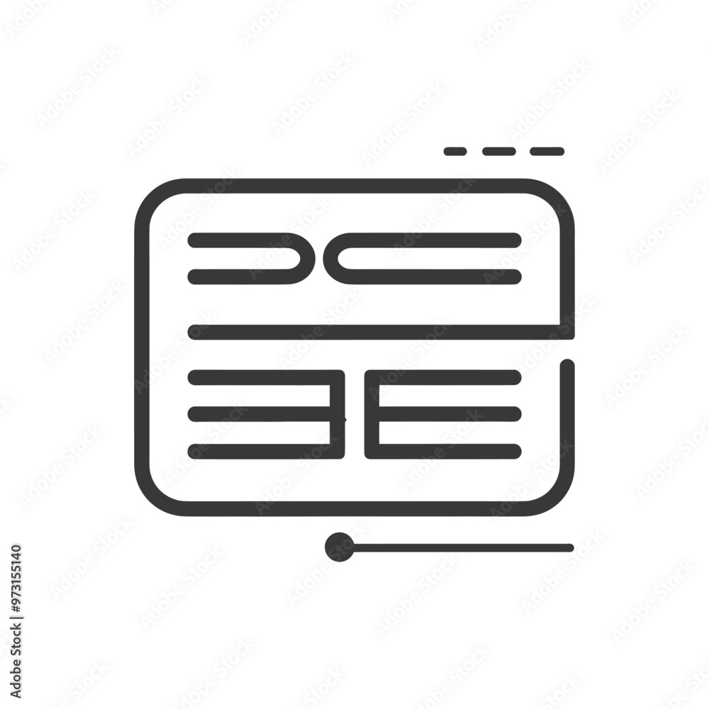 A simple outline icon of a website with content and a slider A simple outline icon of a website with content and a slider