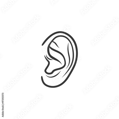 A simple outline of a human ear in profile