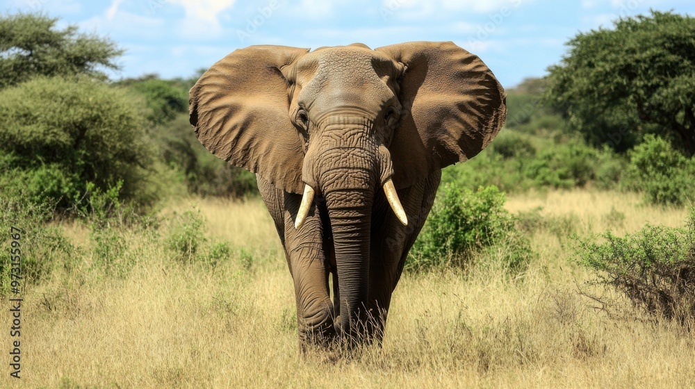 Fototapeta premium Majestic African Elephant in Natural Habitat