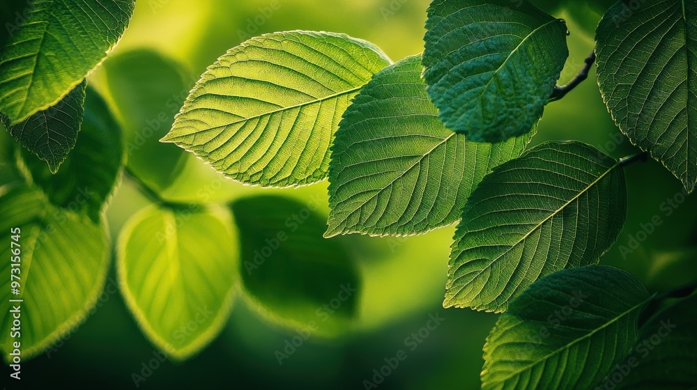 Lush Green Leaves with Textured Veins Lush Green Leaves with Textured Veins