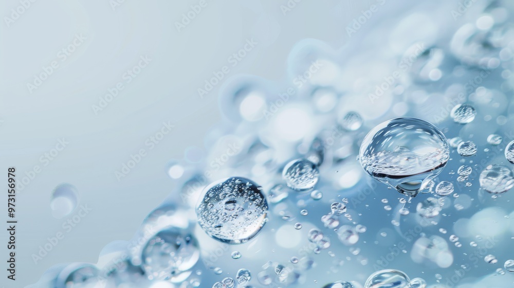Transparent water drops representing moisturizing effect on skin Close-up photo with clean background Transparent water drops representing moisturizing effect on skin Close-up photo with clean background