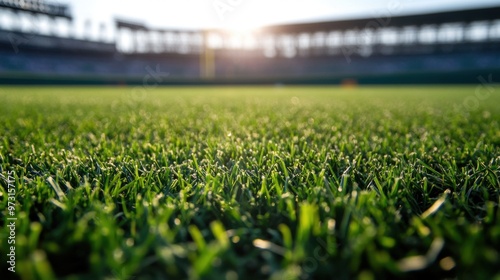 Close-Up of Lush Green Grass at Sports Field