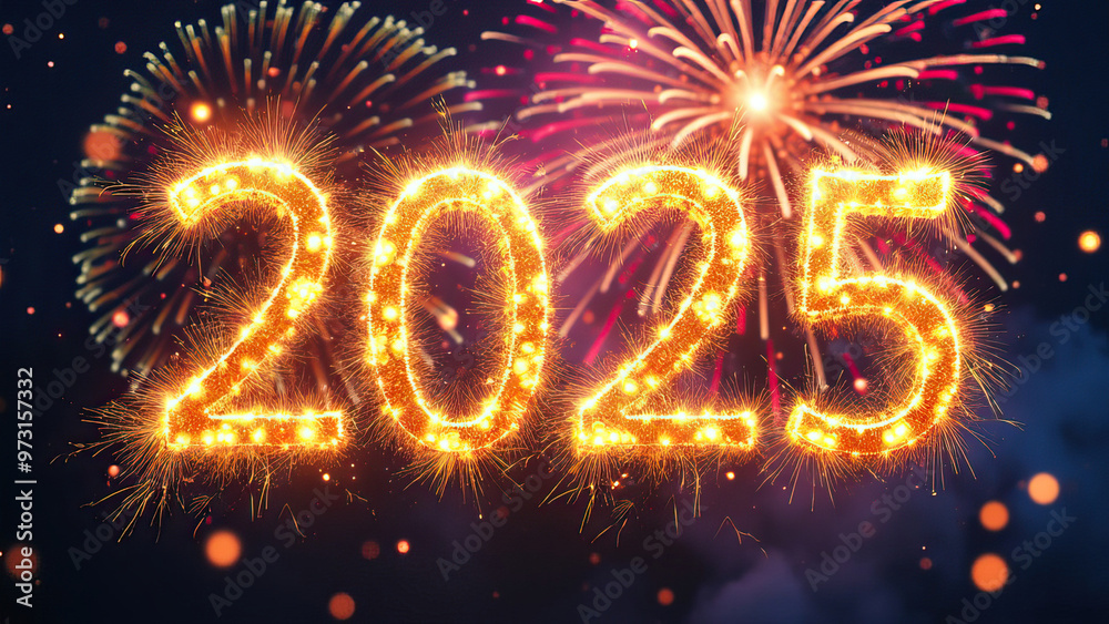 happy new year 2025 in vibrant fireworks display with glowing numbers festive celebration against night sky happy new year 2025 in vibrant fireworks display with glowing numbers festive celebration against night sky
