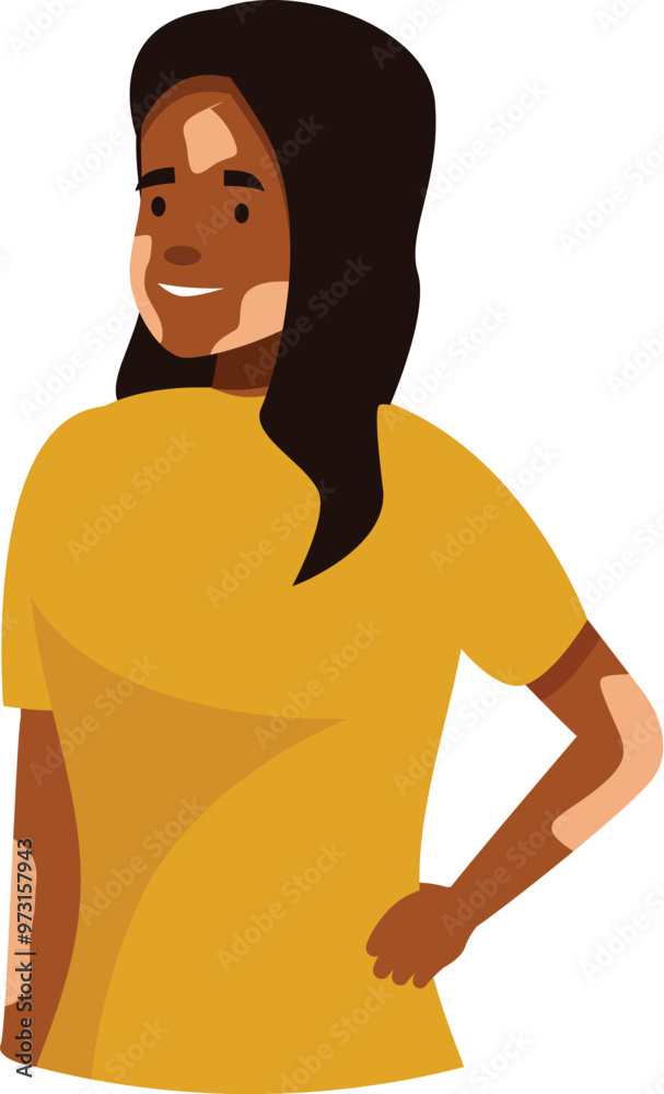 Portrait of a happy person with vitiligo embracing her individuality and promoting body positivity Portrait of a happy person with vitiligo embracing her individuality and promoting body positivity