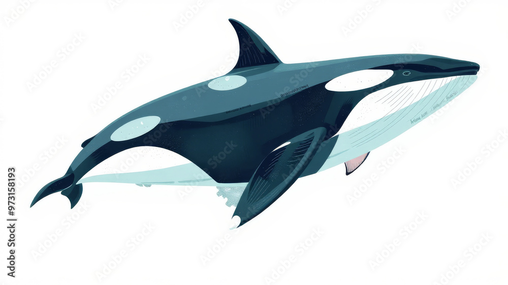 Naklejka premium Orca im minimalistischen Design