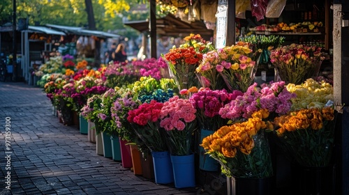 Wallpaper Mural A vibrant flower market filled with colorful blooms in various pots. Torontodigital.ca