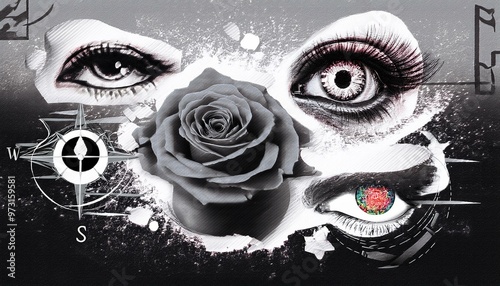 skull and rose