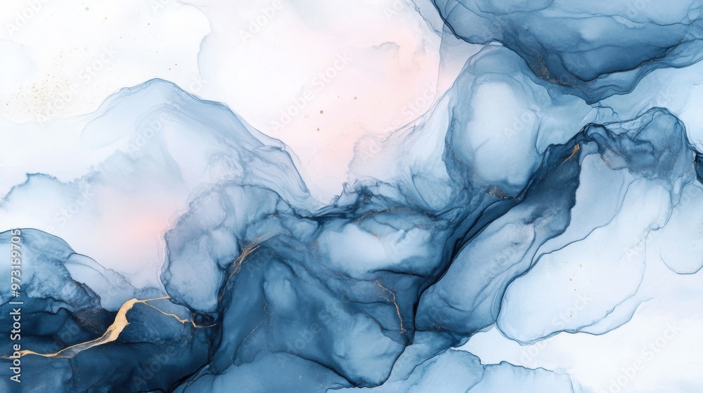 Naklejka premium Tranquil Blue Abstract Fluid Art
