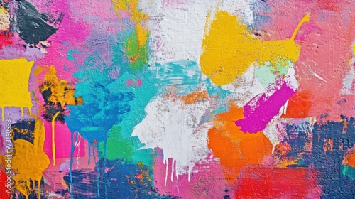 Vibrant Abstract Art with Colorful Brush Strokes photo