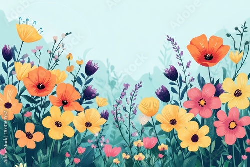 Colorful Floral Arrangement Against a Light Blue Background