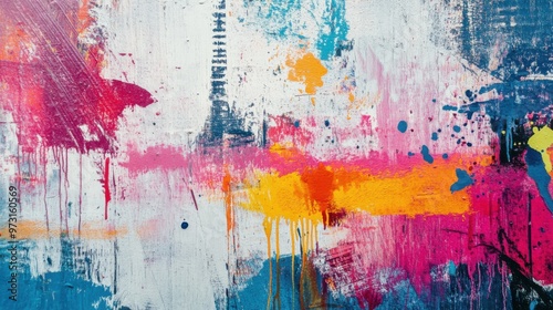 Vibrant Abstract Artwork with Bold Colors and Textures