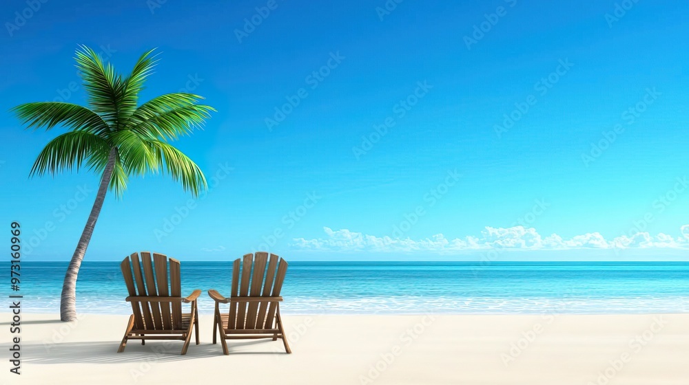 Relaxing beach chair under palm tree on tropical beach. Relaxing beach chair under palm tree on tropical beach.