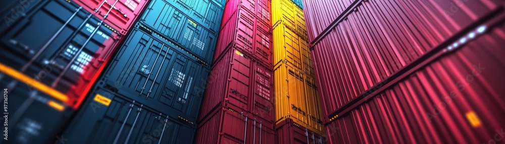 Fototapeta premium Container deployment, Scaling and automatic deployment, colorful containers, landscape