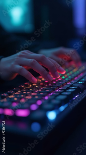 Leuchtende Tastatur im Dunkeln

