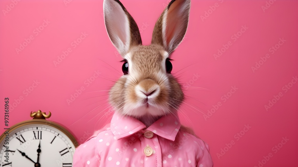 Obraz premium rabbit on pink background