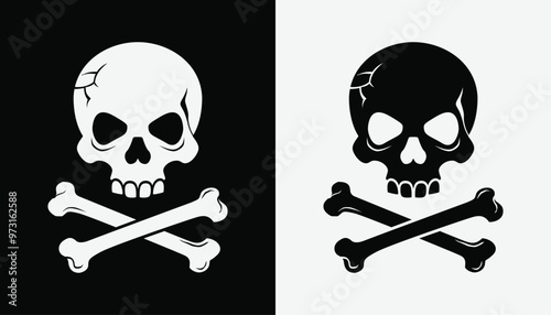 Minimal skull and crossbones icon. Vector illustration