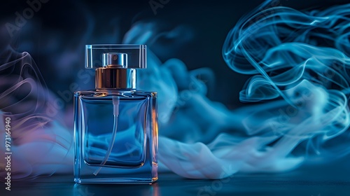 Fragrance Bottle with Smoke Trails: A fragrance bottle with flowing smoke trails in the background. 
