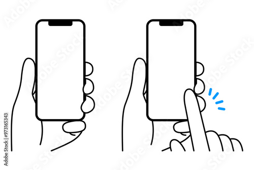 スマートフォンを持つ手/操作する手　セット