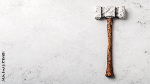 stone hammer on marble background