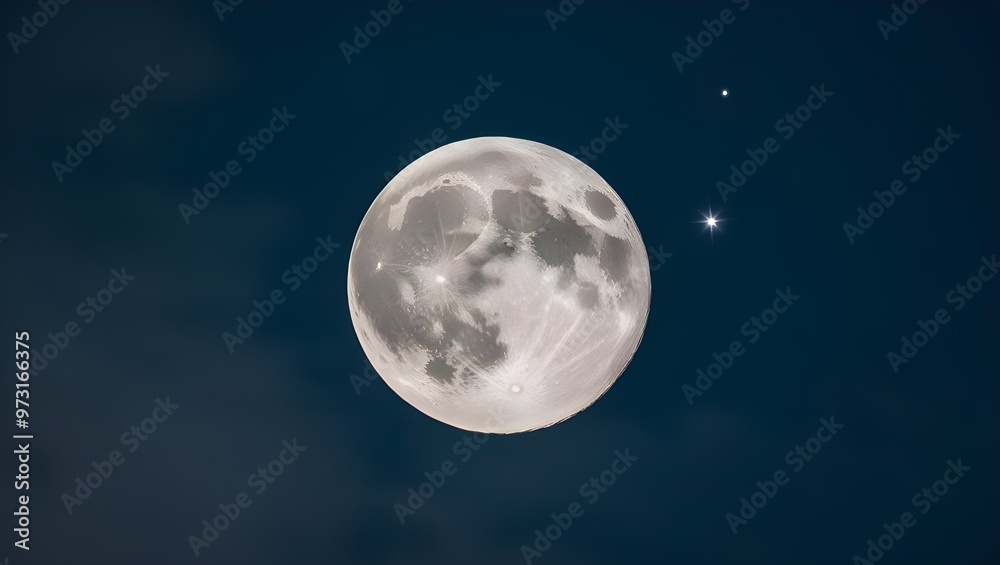 A bright moon illuminates the night sky, surrounded by twinkling stars, creating a serene celestial scene.
A bright moon illuminates the night sky, surrounded by twinkling stars, creating a serene celestial scene.