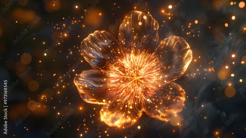 Fototapeta premium Flower-shaped Fireworks: Explosive fireworks in the shape of a blooming flower, symbolizing beauty and nature. 