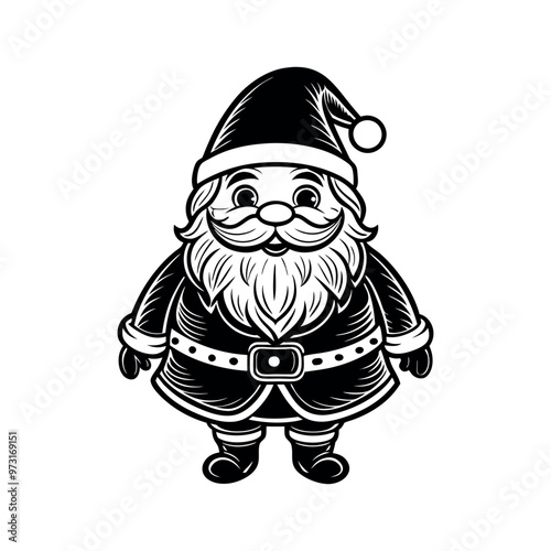 Merry Christmas Santa black and colorful character design