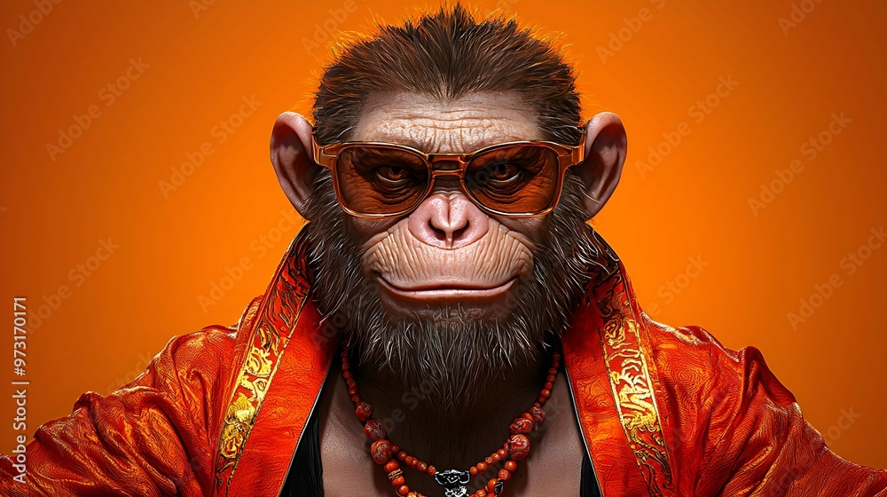 Cool Monkey in Sunglasses and Red Robe Cool Monkey in Sunglasses and Red Robe