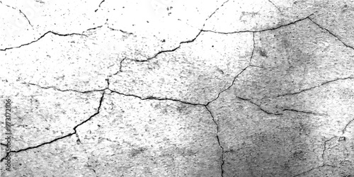 White abstract vector grunge surface splatter splashes wall cracks and scratches. Grunge black and white crack wall texture.  abstract vintage of old surface texture background.