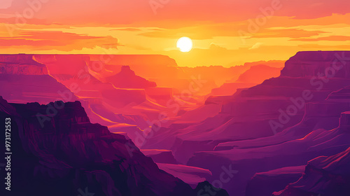 Sunset over the grand canyon image. Grand Canyon. Illustration