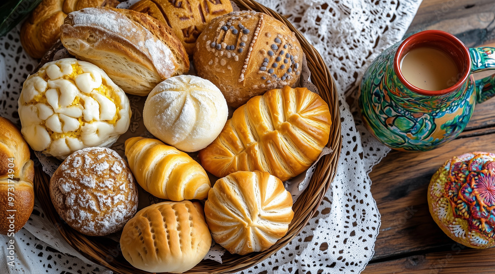 Bowl of Mexican Pastries with Pan Dulce and Conchas Bowl of Mexican Pastries with Pan Dulce and Conchas