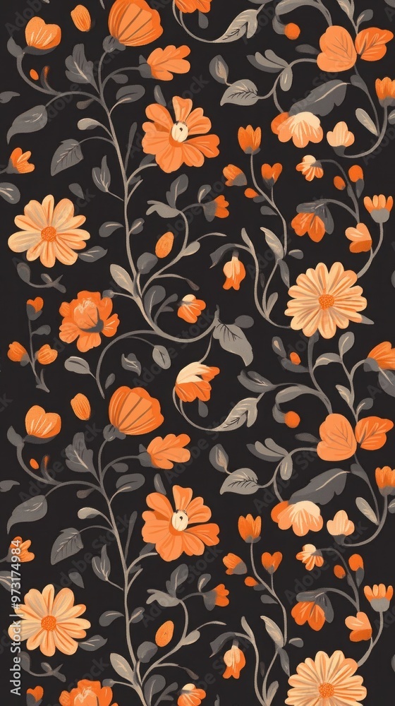 Halloween pattern with orange and gray tones, spooky designs for eerie Halloween decor. Halloween pattern with orange and gray tones, spooky designs for eerie Halloween decor.