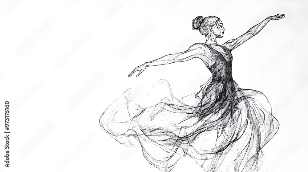 Elegant Dancer in Flowing Movement Expression in Monochrome Elegant Dancer in Flowing Movement Expression in Monochrome