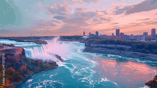 Niagara falls view from skylon tower. generative ai. Niagara Falls. Illustration photo