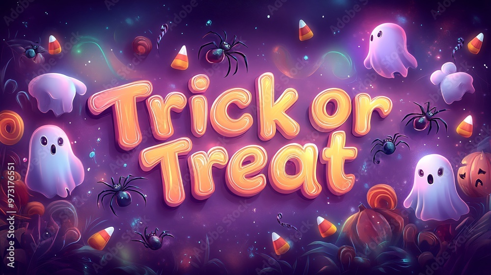 Fototapeta premium Trick or Treat text poster