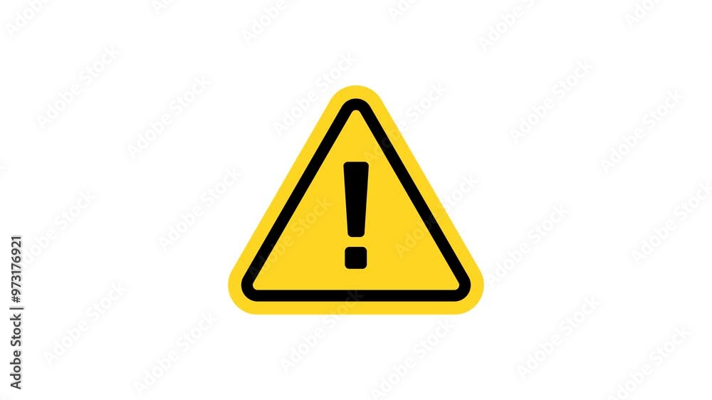 Triangle yellow exclamation mark animation. Alpha channel, Transparent background or green background. 4K Triangle yellow exclamation mark animation. Alpha channel, Transparent background or green background. 4K