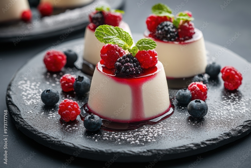 gluten-free panna cotta desserts with artistic plating, a creamy treat free from gluten shown in conceptual banner gluten-free panna cotta desserts with artistic plating, a creamy treat free from gluten shown in conceptual banner