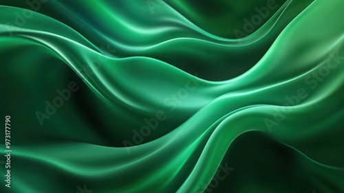 green smooth business lines wave curves on gradient abstract background