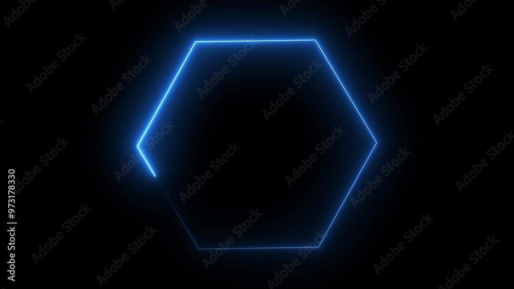 abstract glowing neon line cyan color hexagonal icon animation. abstract glowing neon line cyan color hexagonal icon animation.