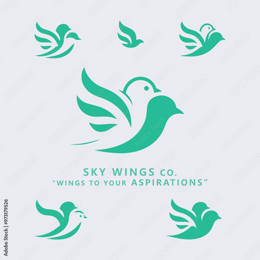 Fototapeta premium Elegant Bird Icon: Flat Design for Versatile Company Logos or Software Tools