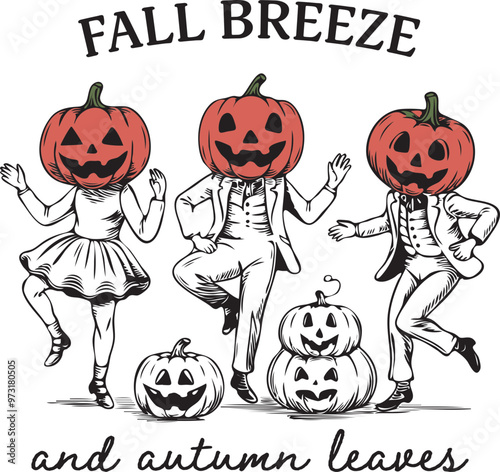 Fall Breeze And Autumn Leaves Quote, Vintage Fall Pumpkin Shirt Design, Autumn Pumpkins SVG