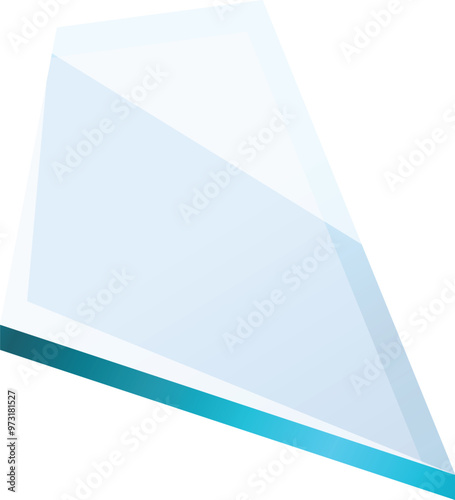 Thick pane of transparent aqua color glass is lying on a surface