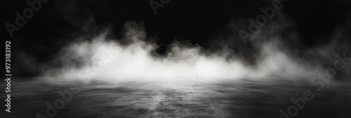 Obraz na płótnie Smoke black ground fog cloud floor mist background steam dust dark white horror overlay. Ground smoke haze night black water atmosphere 3d magic spooky smog texture isolated transparent effect circle w salonie