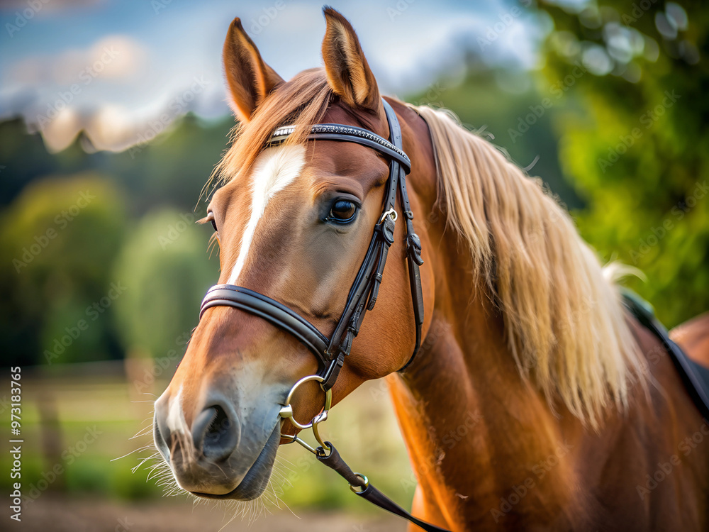 Fototapeta premium A beautiful horse in close-up outdoors.